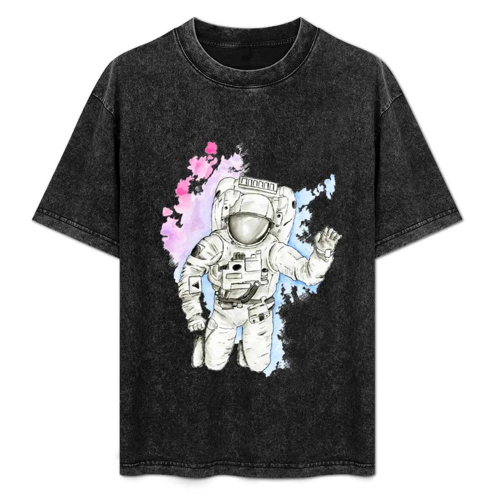 Astronaut in Watercolour Nebula T-Shirt Sun Block Outdoor T-Shirt