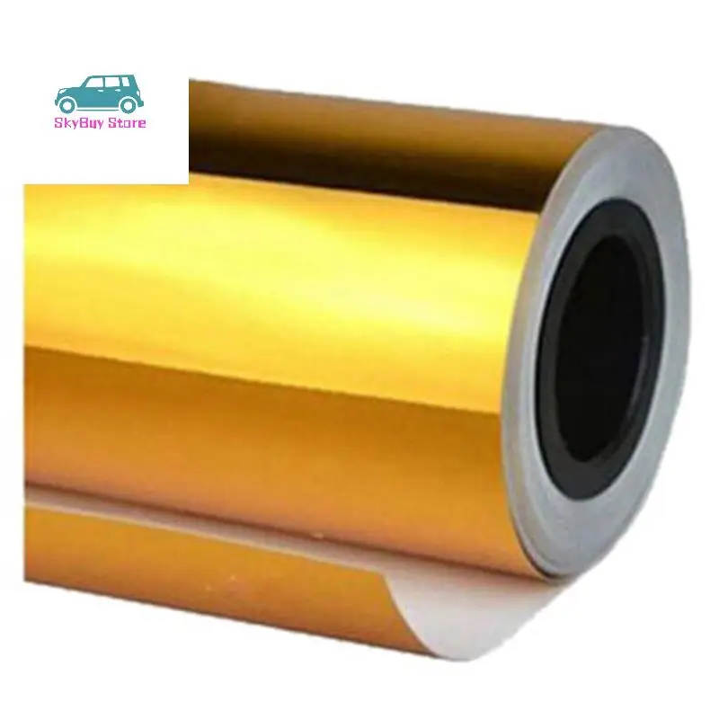 

5X Chrome Mirror Vinyl Film Wrap Sticker Decal Stretchable Reflective 152X20cm Gold