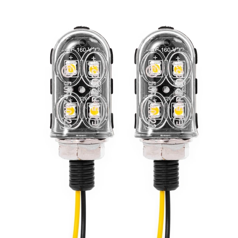 QM82 High Visibility Water Resistant 4LED Motorcycle Blinkers Lamp Turn Signals Indicators, Energy Efficient for Secure Mount