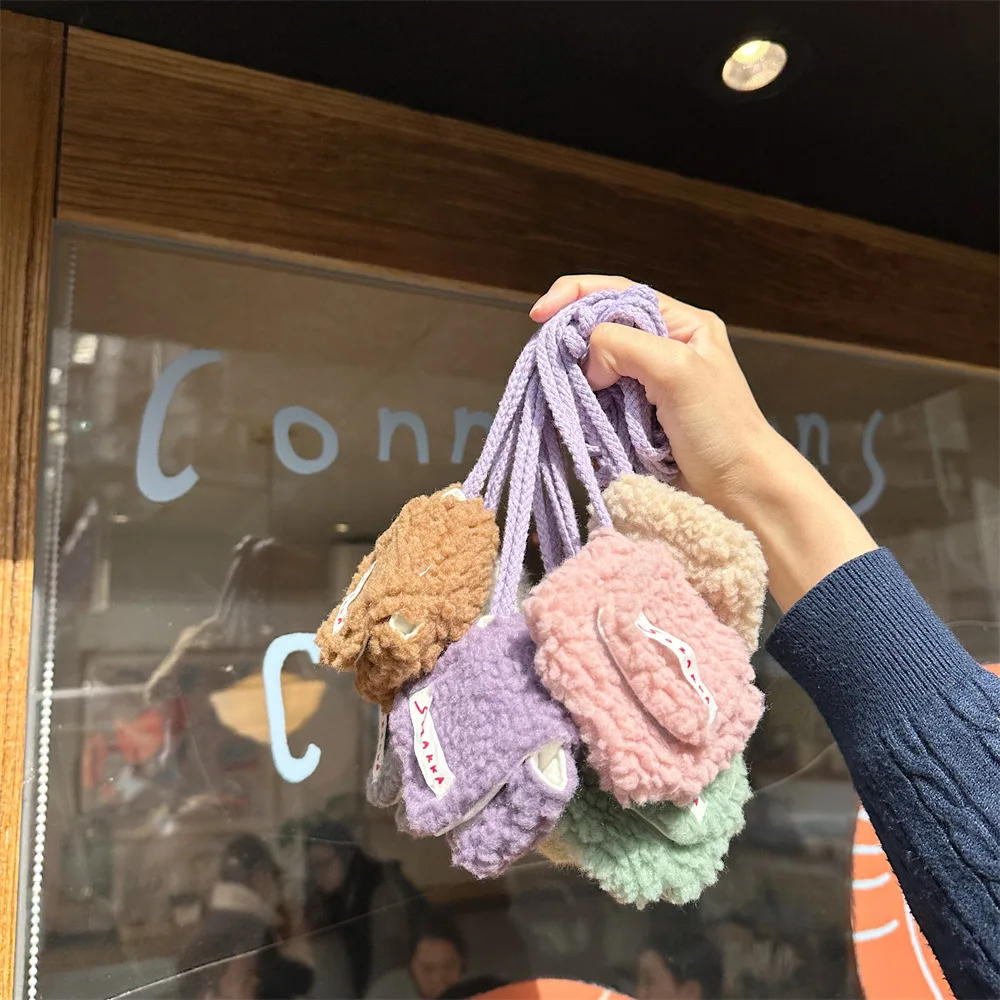 Mini Bolsa de Fone de Ouvido Clássico Retro para Mulheres, Fone de Ouvido Sem Fio De Pelúcia Macia, Carteira