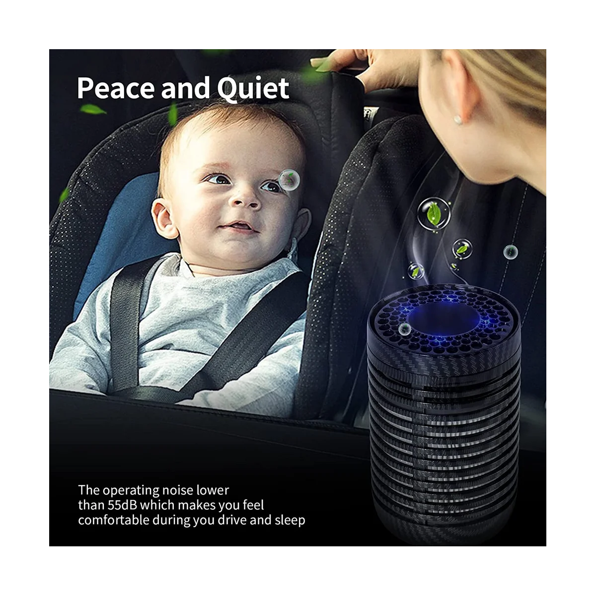 Car Air Purifier, Air Purifier for Car with H13 True HEPA Filter for Smoke, Dust, Mini Portable Air Purifier As Shown