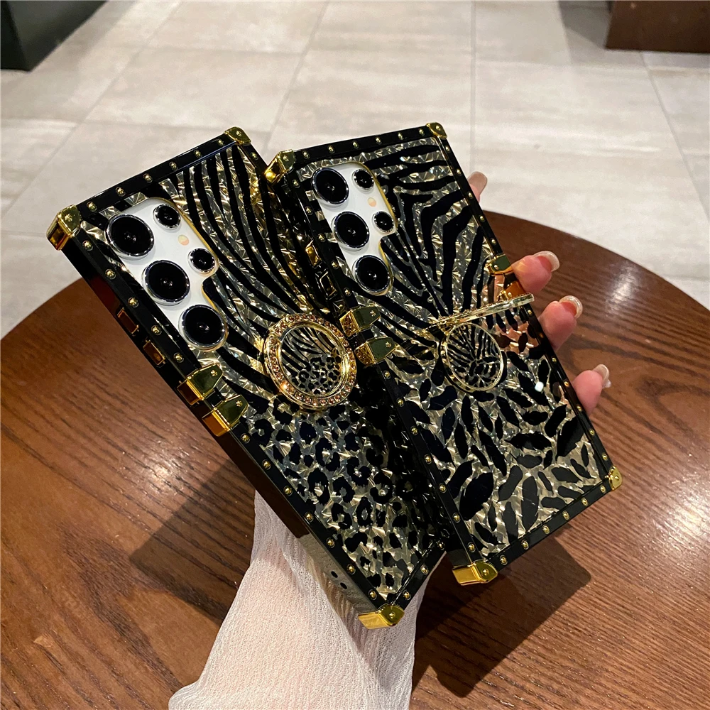 Luxury Glitter Gold Phone Cover Leopard Pattern Case for Samsung Galaxy A55 5G A05S A15 A25 A35 A54 A14 A13 A34 A23 A33 A53 A52