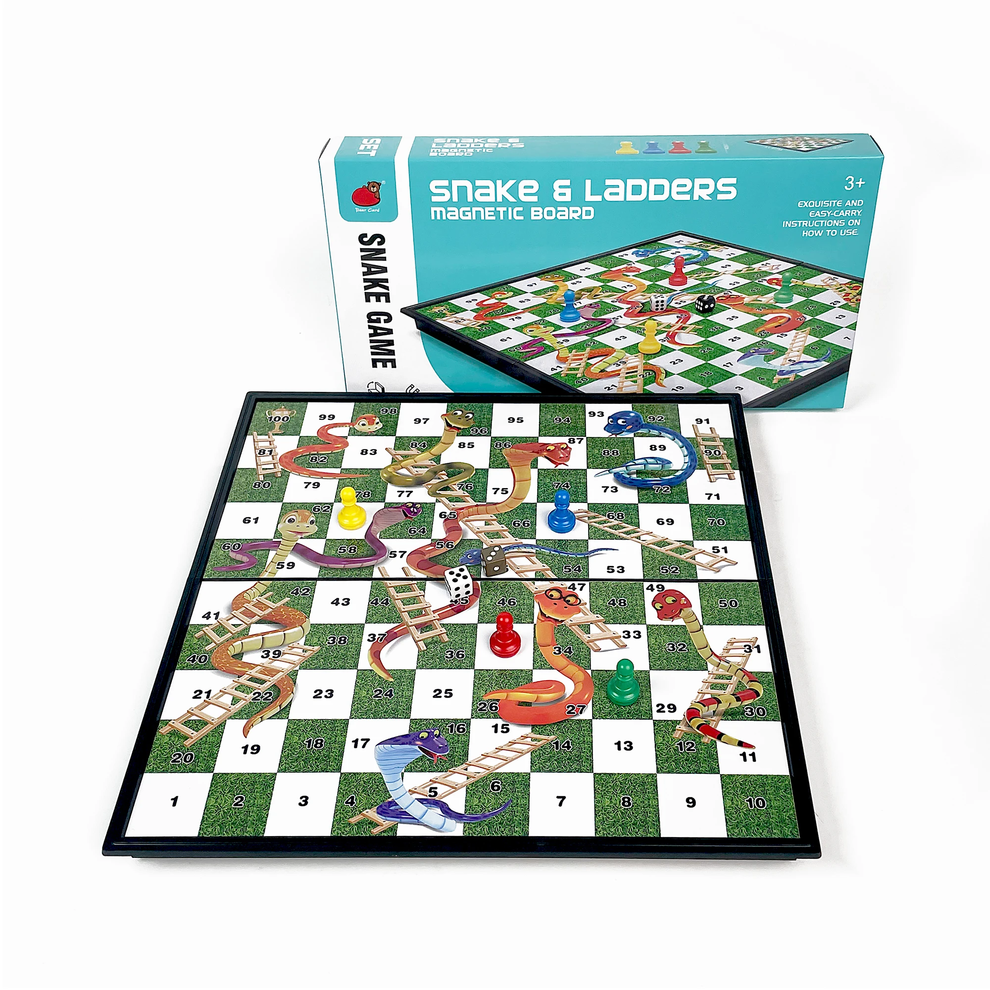 

31.8cm x 31.8cm Foldable Magnetic Snakes and Ladders Board Game Portable Plastic Tabletop Travel Outdoor Set