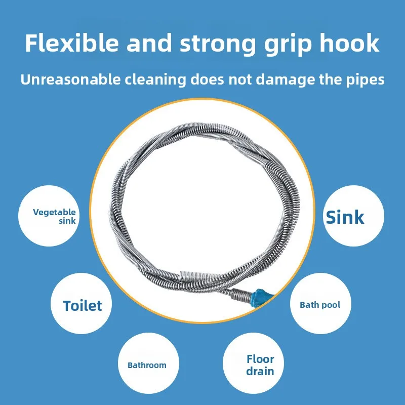 Artefacto de manivela manual para transmisión de tuberías, draga de alambre de acero con resorte, espiral de drenaje, tubo de drenaje para inodoro y alcantarillado, herramienta especial