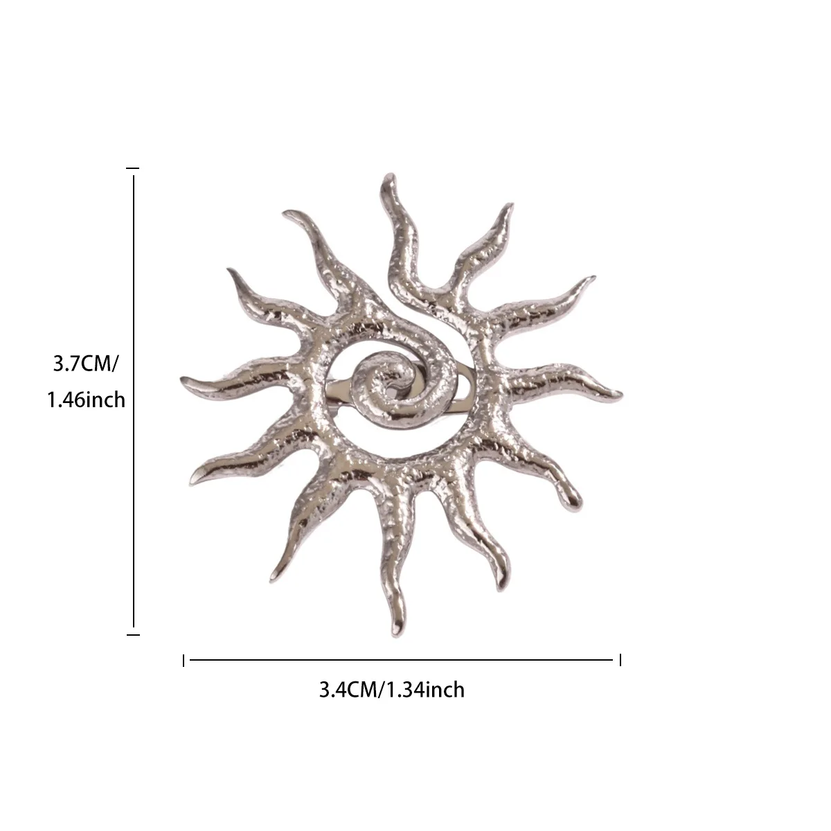 Abstract Spiral Sun Brooch Sunburst Lapel Pin Vintage Stainless Steel Badge Unisex Suit Decorative Brooches Fashion Jewelry Gift