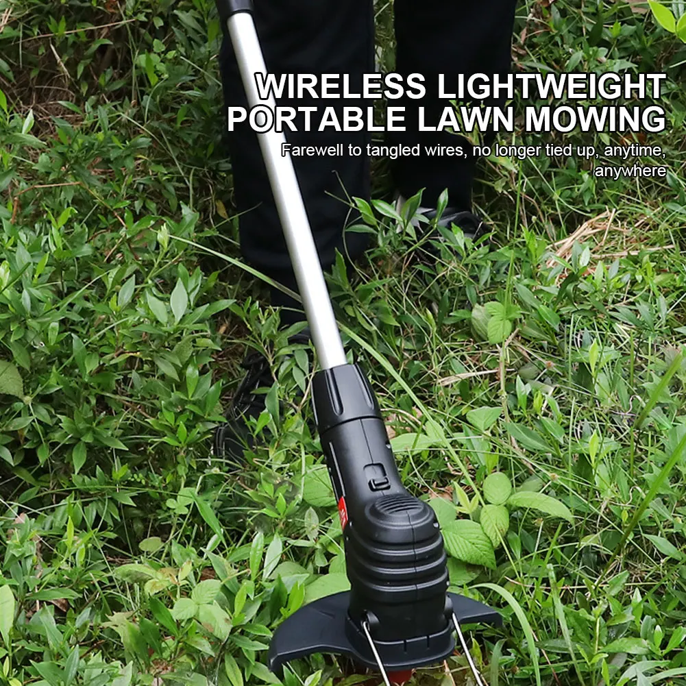 Electric Mini Lawn Mower Grass Cutter Machine Length Adjustable Portable Wireless Lawn Mower for Garden/Lawn/Flower Bed/Roadside