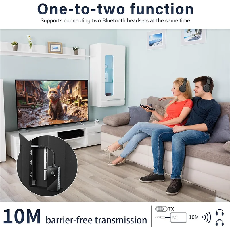 Transmissor PHILE-Bluetooth 5.2, baixa latência, entrada AUX de 3,5 mm e receptor Bluetooth - Adaptador de áudio sem fio