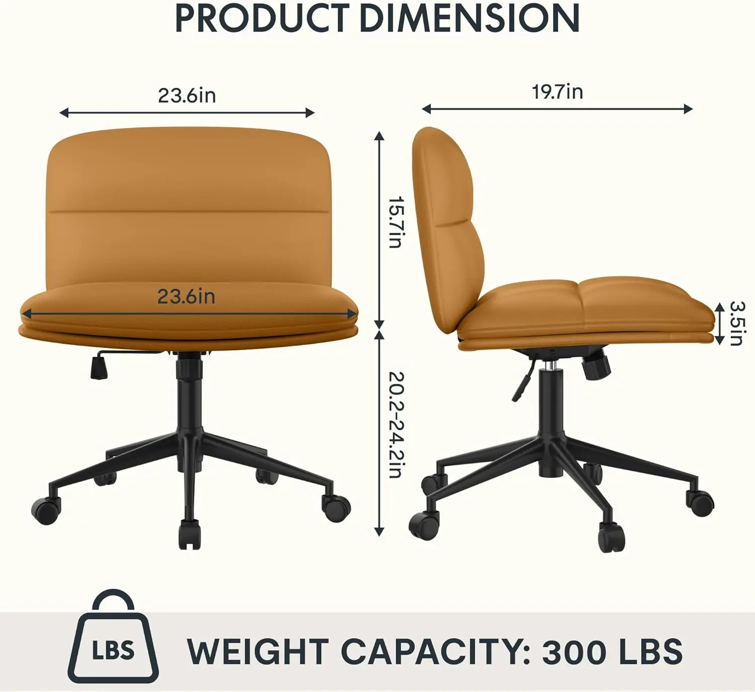 Office Chair  Leather Height Adjustable Criss Cross Chair Armles