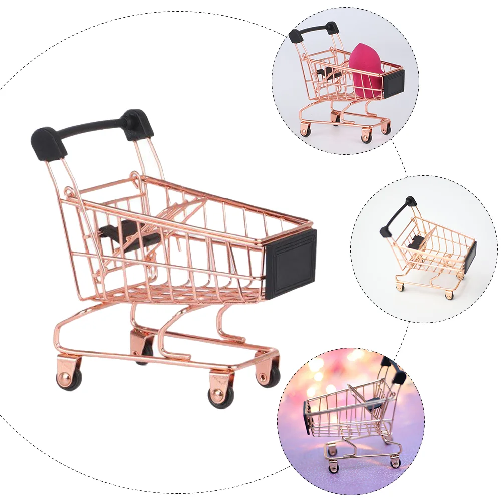 Shopping Cart Miniature Trolley Child Toy Make up Metal Imitated Decor Iron Play House