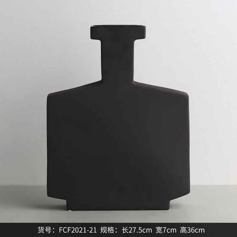 Morandi plat geometrisch keramiek groot vaasornament