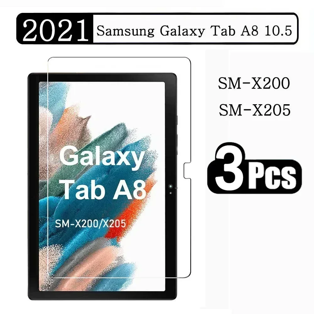 (3 Packs) Tempered Glass For Samsung Galaxy Tab A8 10.5 2021 SM-X200 SM-X205 SM-X207 X200 X205 X207 Tablet Screen Protector Film