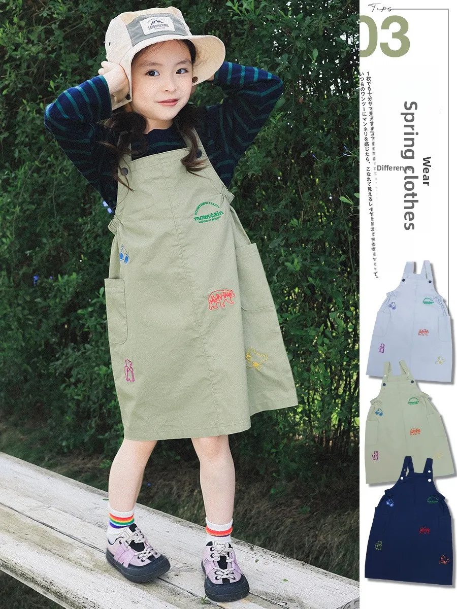 breathable-cotton-workwear-skirt-spring-casual-mid-waist-comfortable-soft-cotton-dress-for-children-and-parents-matching