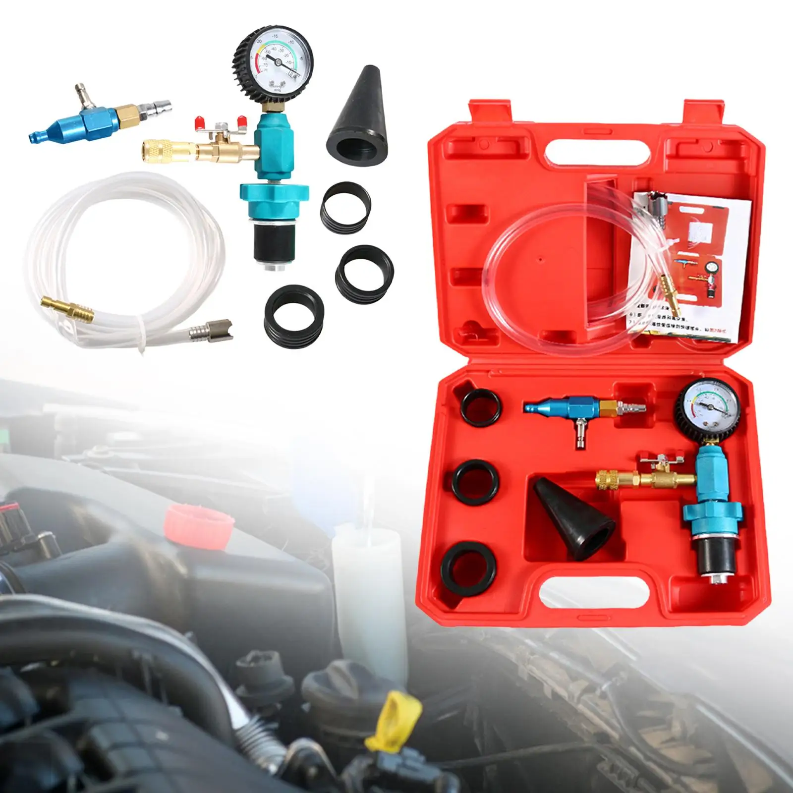 Coolant Vacuum Refill Set with Storage Case Portable with Adapter Hoses Multifunction for Automotive Truck Maintenance Tool