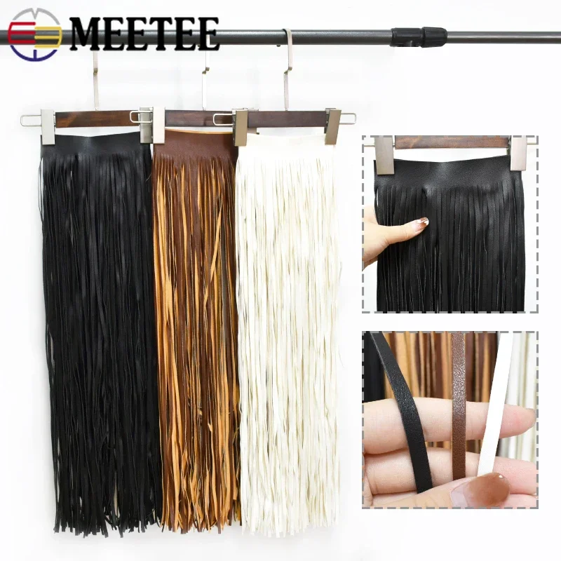 

Meetee 55/70cm Extra Long Leather Tassel Fringe Dress Jacket Decor Lace Trim Edging Fringes DIY Garment Sewing Crafts Accessory