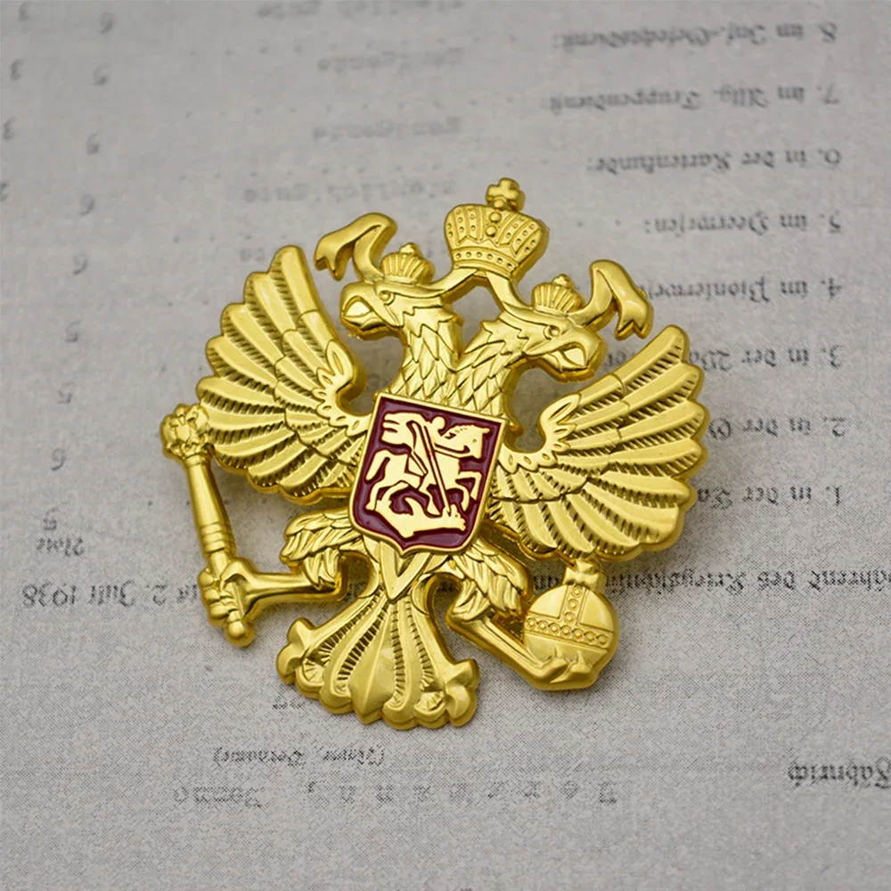 Russia Double-Headed Eagle Medal Cockade USSR Hat Badge Metal Brooch Pin