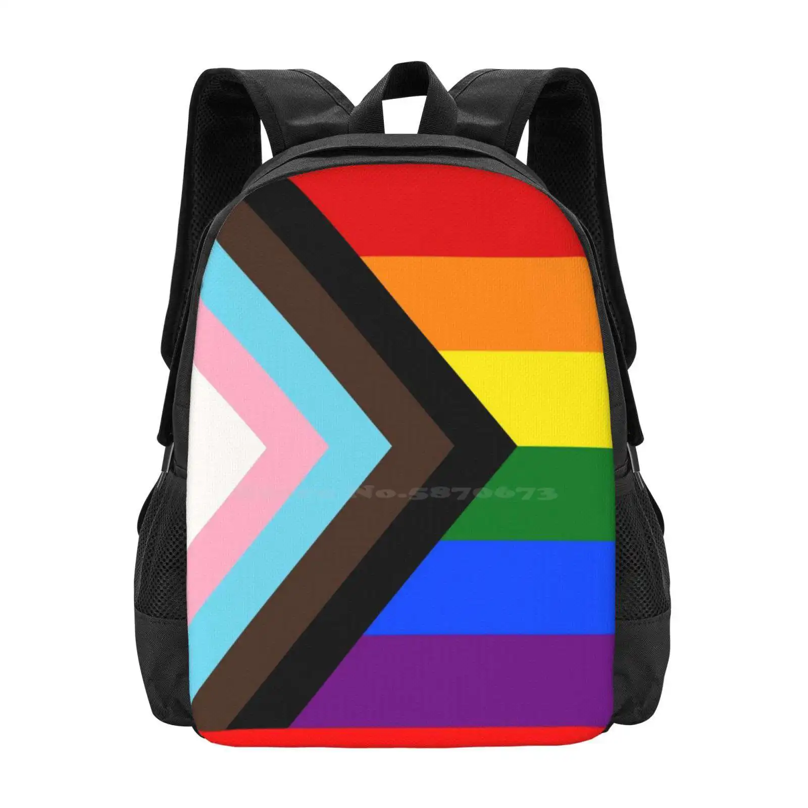 Progress Pride Flag School Bags Travel Laptop Backpack Progress Pride Flag Gay Pride Flag Genderqueer Fluid Flexible Pattern