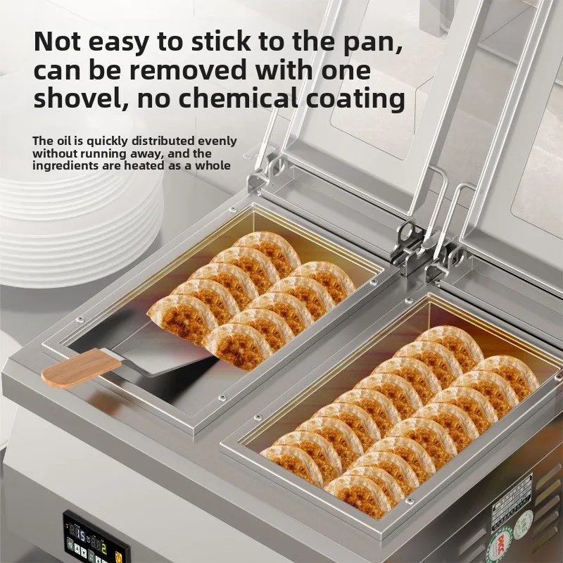 Yashi Automatic Frying Dumpling Machine Commercial Pot Sticker Iron Pot Sticker Furnace Electric Heating Water Frying Bag