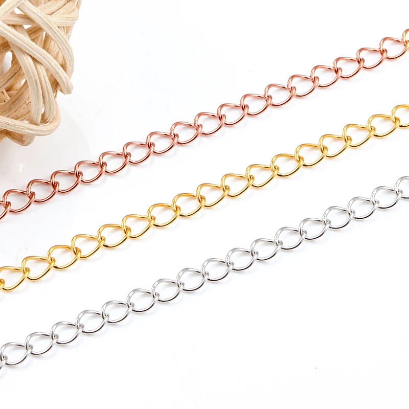 Stainless Steel 4mm ekstensi ekor Chians untuk Kalung Gelang pergelangan kaki Extender DIY membuat perhiasan aksesoris Temuan