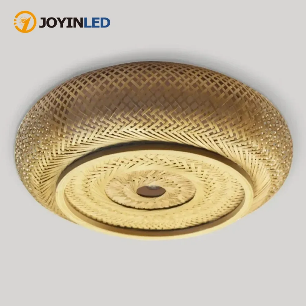 

JOYINLED Dia50/60cm Rattan Wicker Ceiling Light Bamboo Pendant Lamp Art Suspended Chandelier Restaurant Home Room Decor Lustre