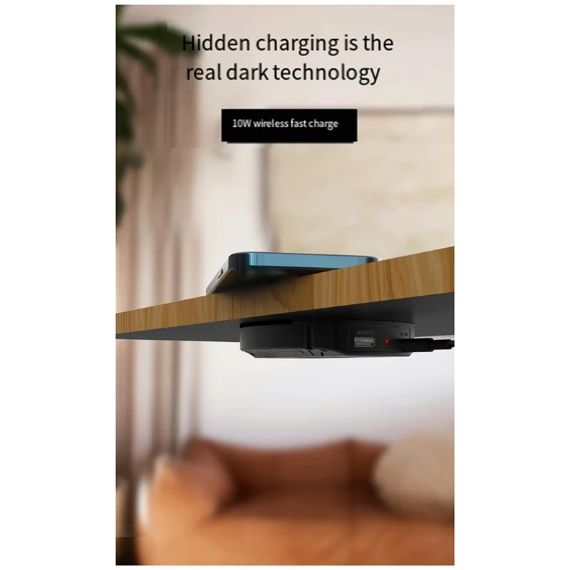 

L72A-1Set Invisible Wireless Charger Penetrate 30Mm Fast Charging Charger Black EU Plug