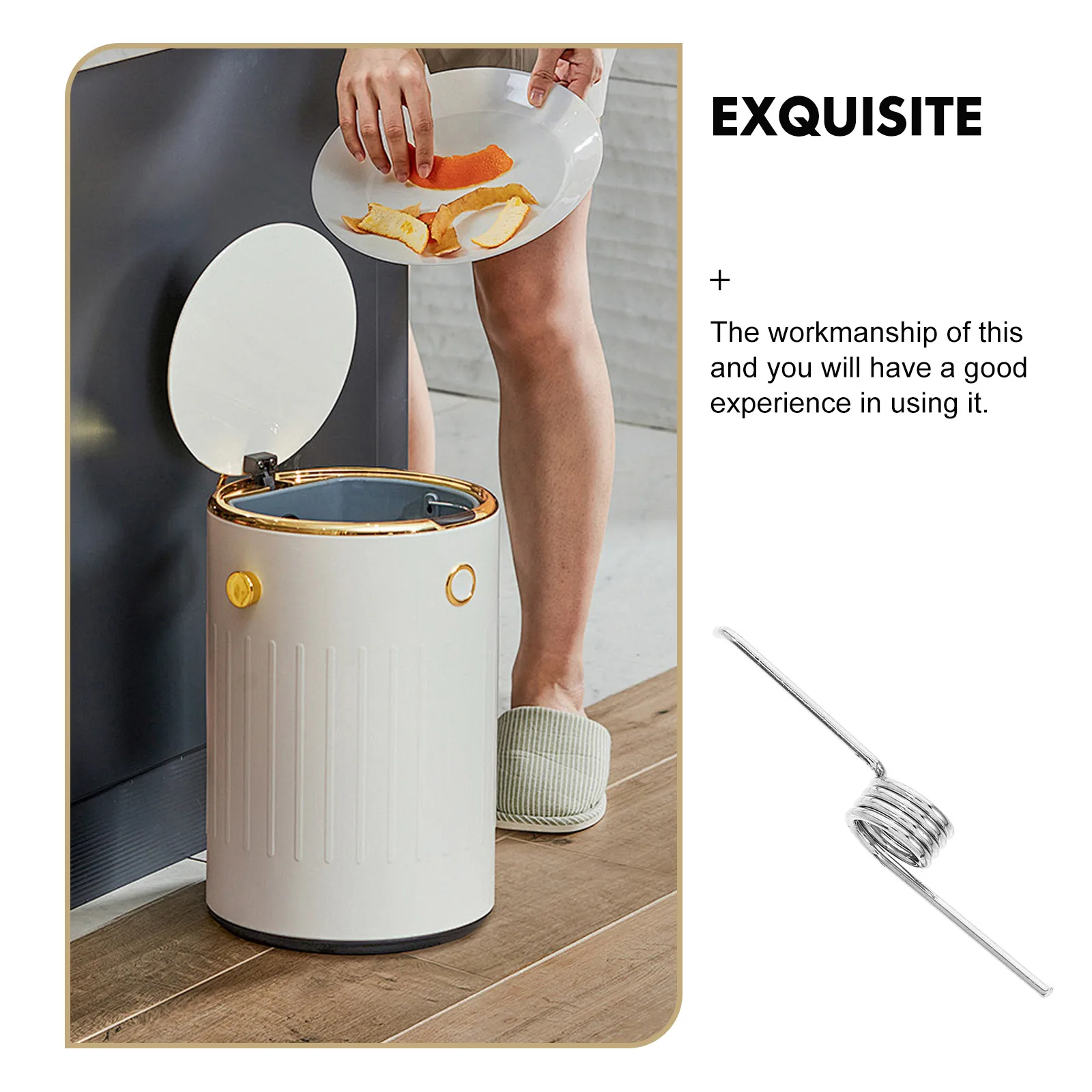 10 Pcs Press Switch Trash Can Mechanical Compression Springs Lid Torsional Replace Garbage Metal Silver Garage Coil Broken