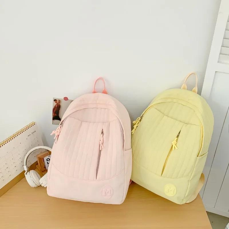 Solid Nylon 2024 High quality Backpack Soft Handle Air Cushion Belt Fashionable Backpack External Frame Soft College Style Bag