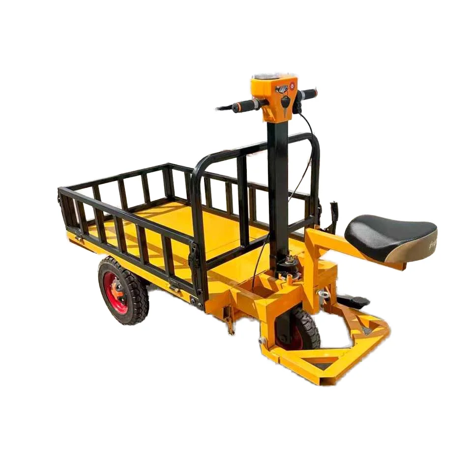 Heavy Duty Electric Handcart Platform Cargo Trolley Flatbed with Three-Wheel Industrial Usage OEM Customized Iron Material