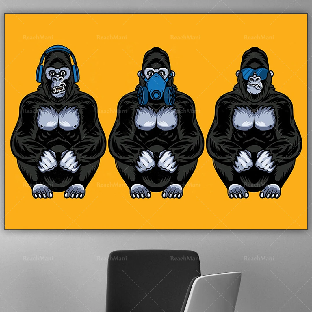 Drie apen canvas kunst, 3 slim - Smart Home Yellow recensie en prijs