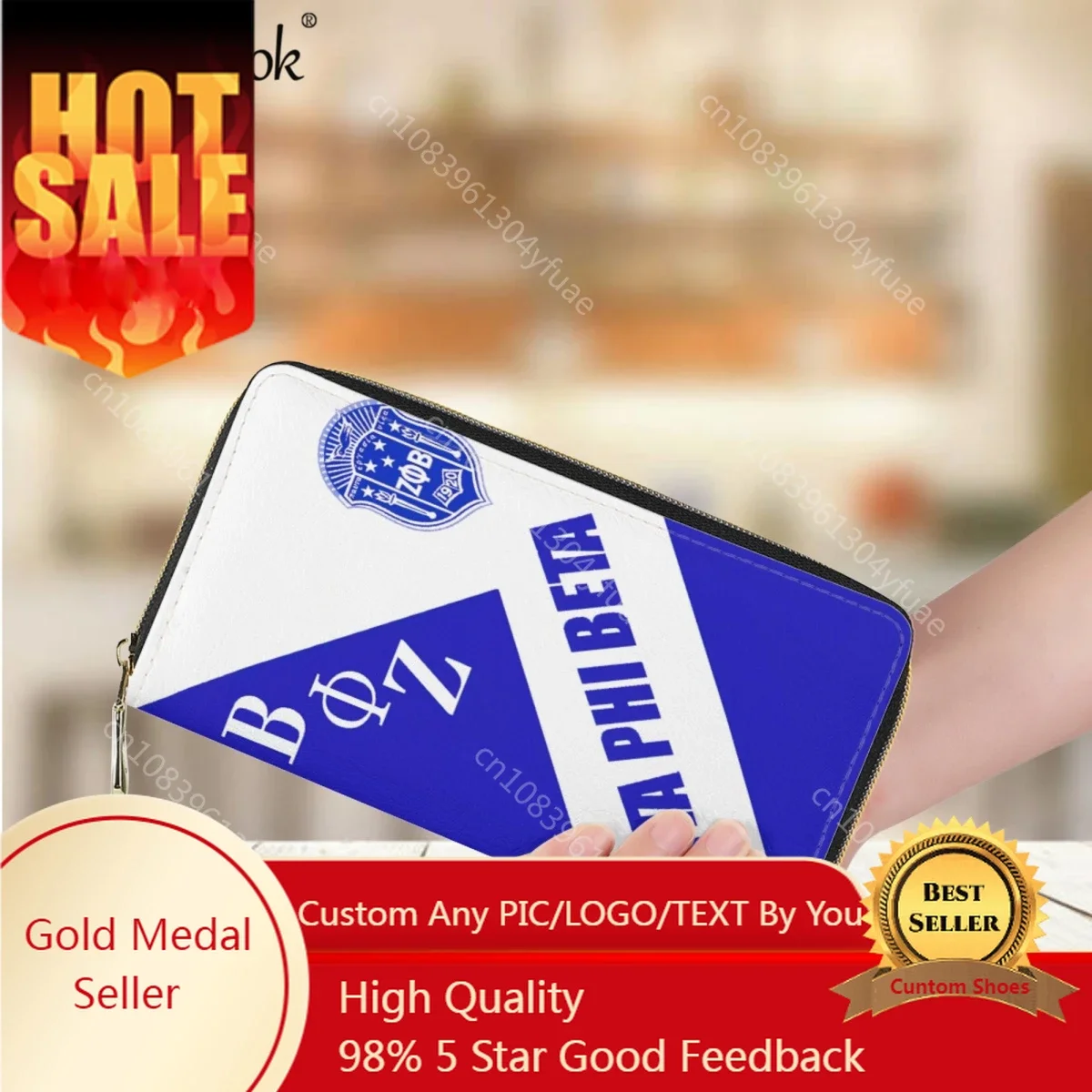 

Zeta Phi Beta Sorority 1920 Fashion New Ladies Wallet Luxury Leather Long Purse Women Credit Card Holder Money Bag