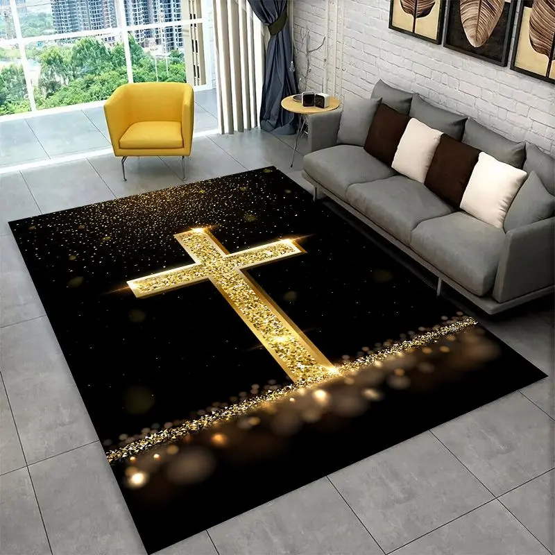 Classic Cross Bible Christian Faith Retro Large Area Rug Non-slip Durable Carpet for Bedroom Living Room Sofa Doormat Home Decor - view 2