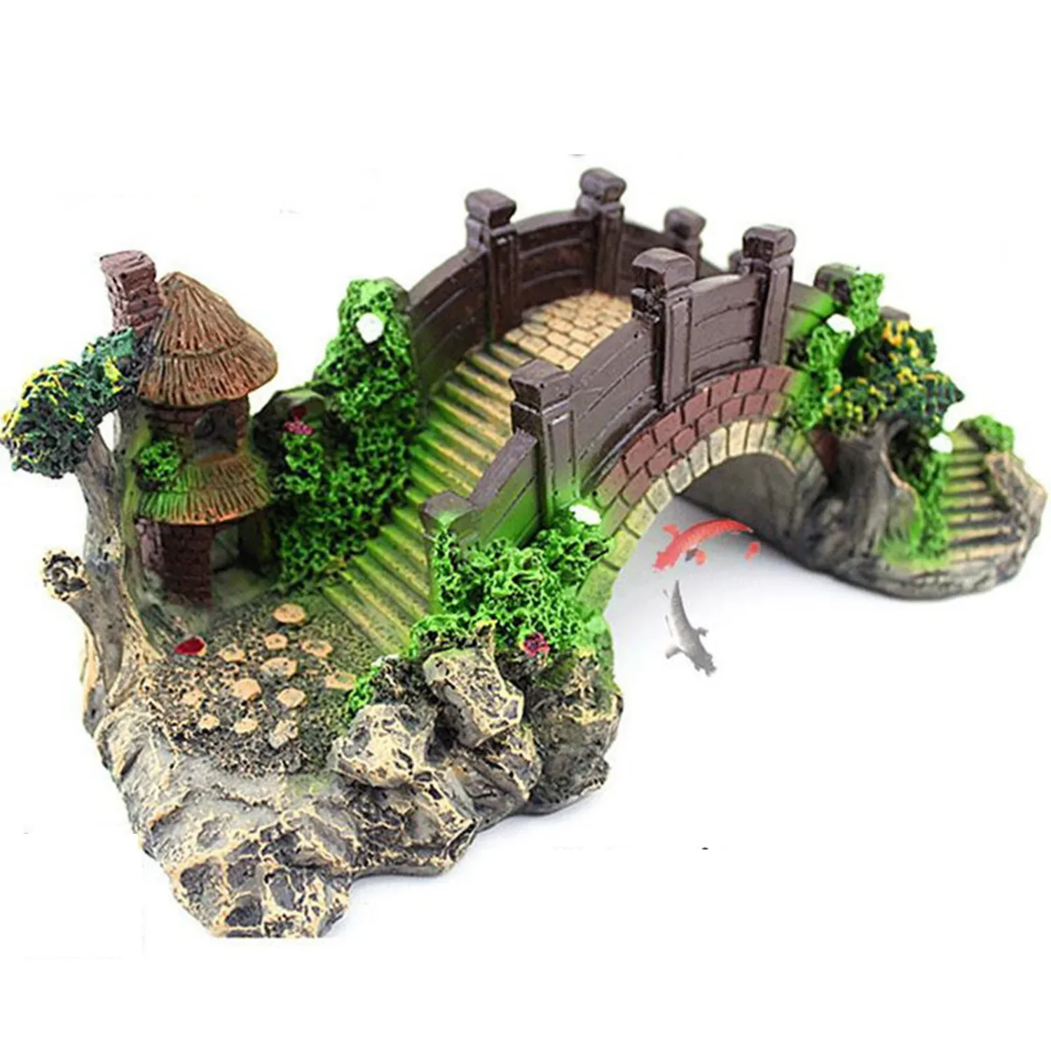 خزان الأسماك جسر اصطناعي الراتنج المناظر الطبيعية الديكور جسر حوض السمك معدات الملحقات زخرفة كهف المائية الحيوانات الأليفة الأسماك الشعاب المرجانية