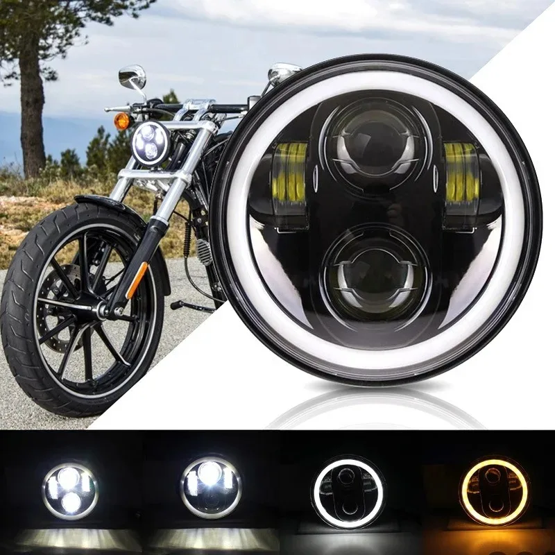 5.75 Inch Motorcycle Led Headlight Universal  Round Head Light Motorcycle High Low Beam DRL Turn Signal Light
