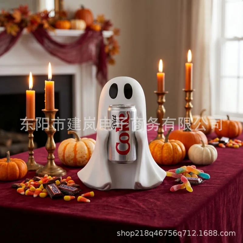

New Ghost Holding Drink Resin Craft Ornament Home Decoration Halloween Gift Cute Present