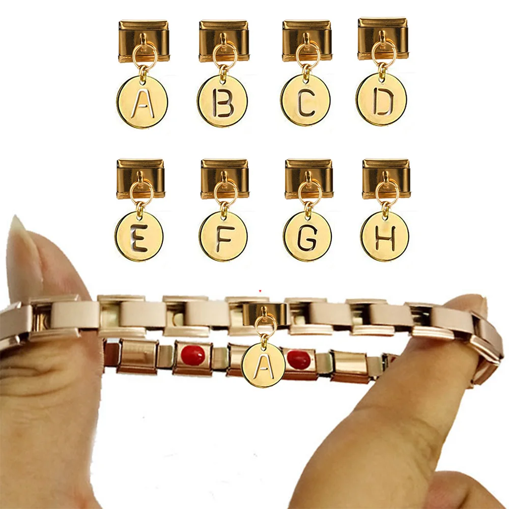 1pc Fashion 2025 New Men Women 26 Letter Charm Italian Links Fit 9mm Bracelet Stainless Steel Jewelry DIY Making
