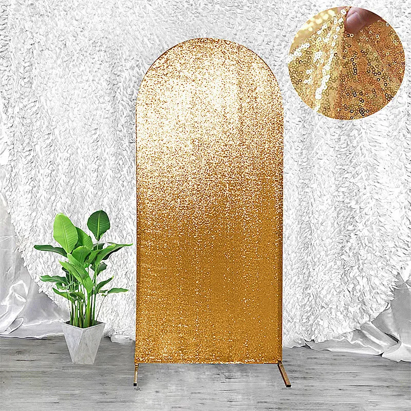 

Wedding arch backdrop Gold champagne sequin arch stands cover Hotel party banquet screen cover Decor