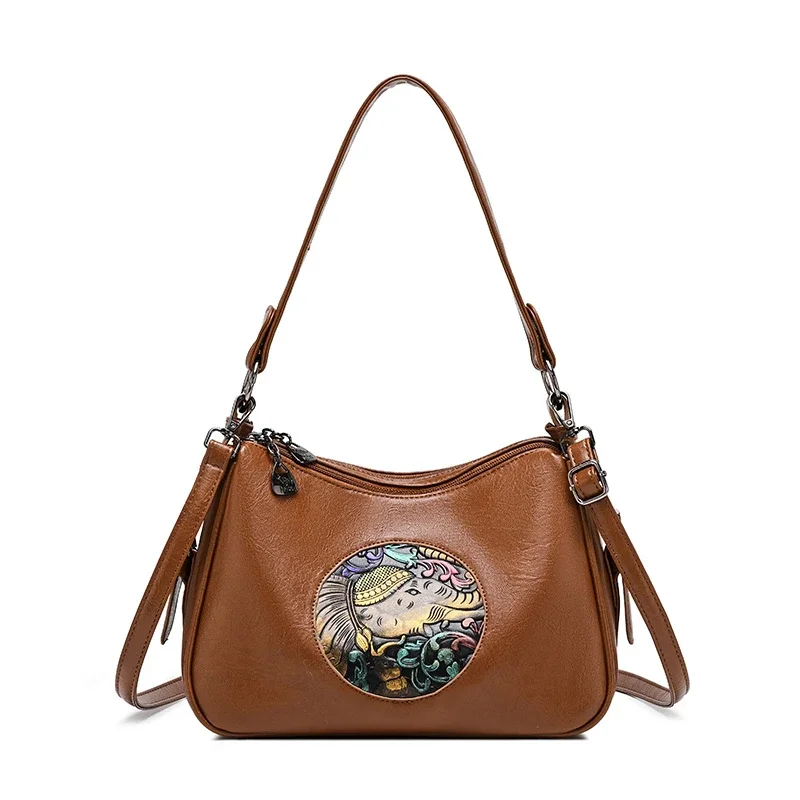Elegante Vintage-Chic Minimalistische Wickeltasche für Damen Designer-Leder-Umhängetasche Stilvolle Handtasche mit Buchstaben-Logo
