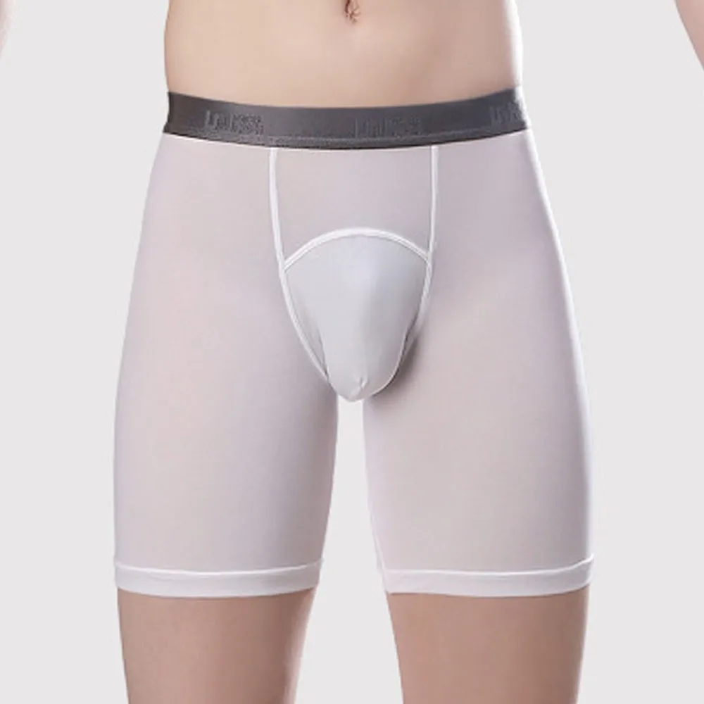 Mens Long Underwear U Convex Pouch Sports Boxers For Men Athletic Quick Dry Compression Shorts Ice Silk Panties Thin Underpants