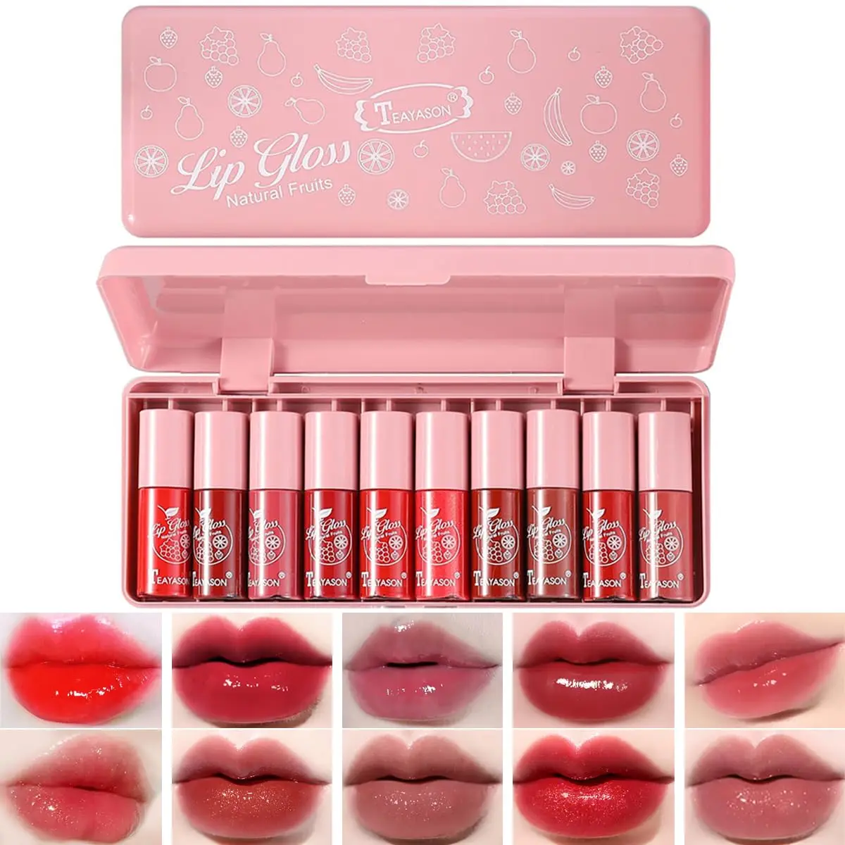 

10 Color Lip Tint Set, Plump Lips Hydrating Lip Tint, Multi-Use for Mini Liquid Lipsticks and Cheek Tints, Long-Lasting Vibrant