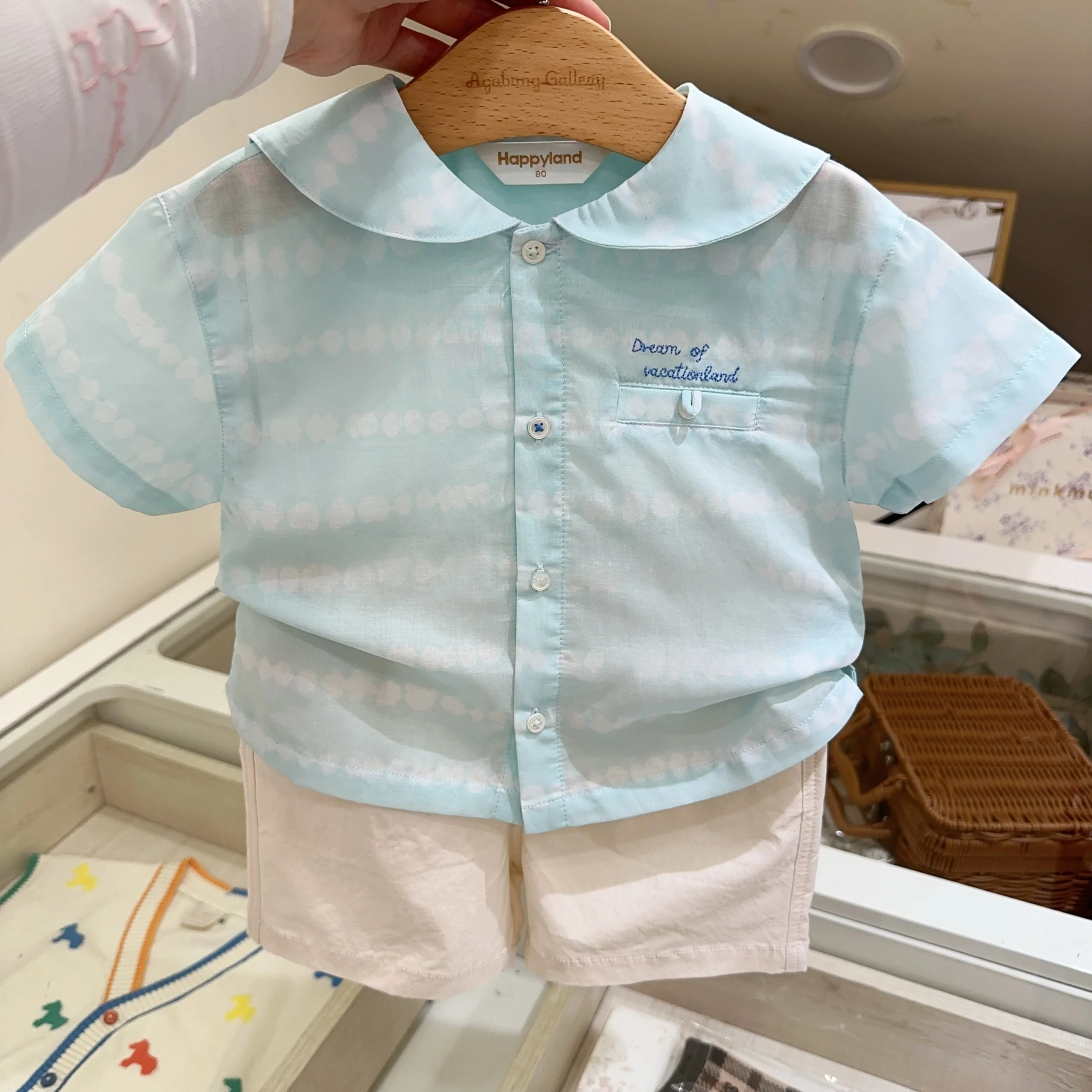 Cool Navy Collar Shirt And Casual Pants Set for Baby Boys Summer Collection Comfortable Breathable Material Smart Outfit