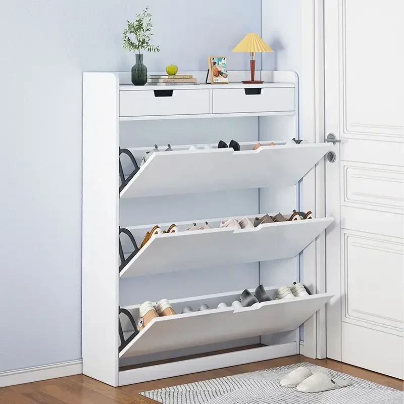 

Ultra-thin flip bucket shoe cabinet, space-saving home doorway, large capacity, multi-layer shoe rack, multi-functional storage