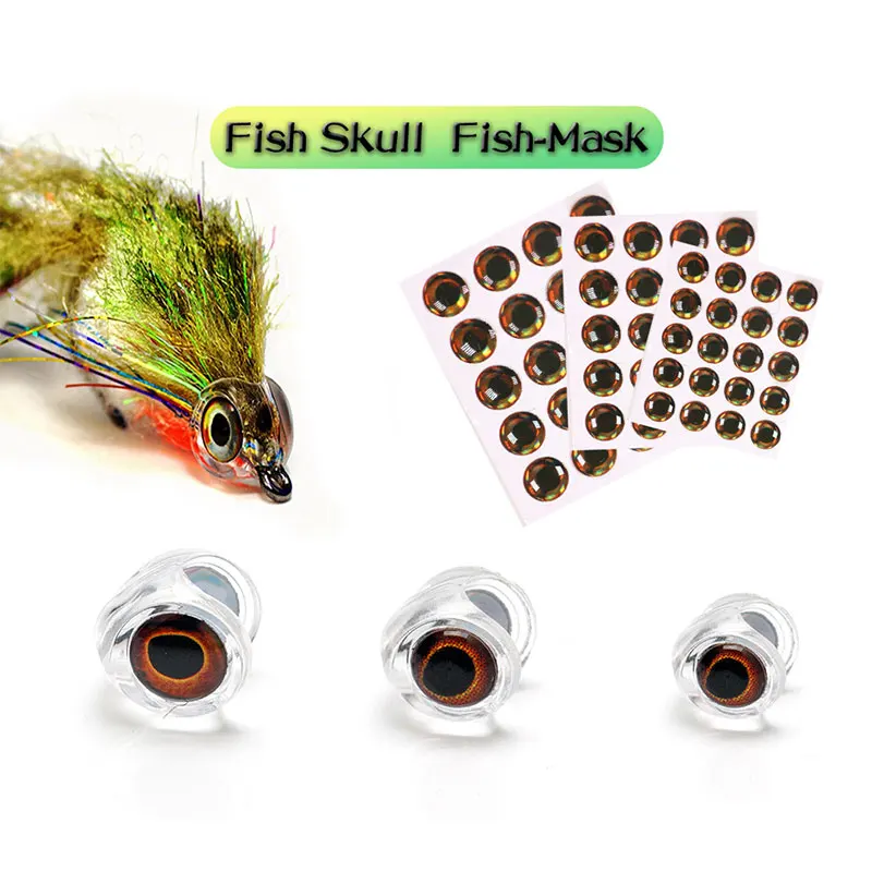 20PCS Fly Tying Fish Mask / 3D Eyes Suspend Streamer Reptile Dragon Eyes Pike Bass Trout Saltwater Fly Tying Material