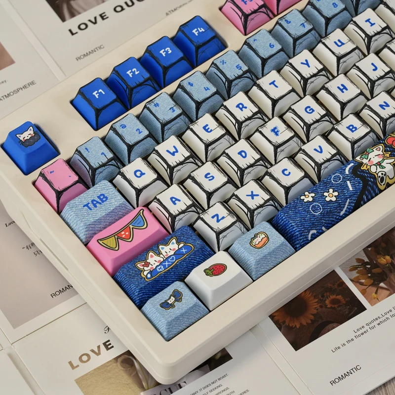 Cute Cowboy Keyboard Keycaps Cherry Profile DIY Custom Keycap Gaming Office Mechanical Keyboard Accessories Computer Peripherals