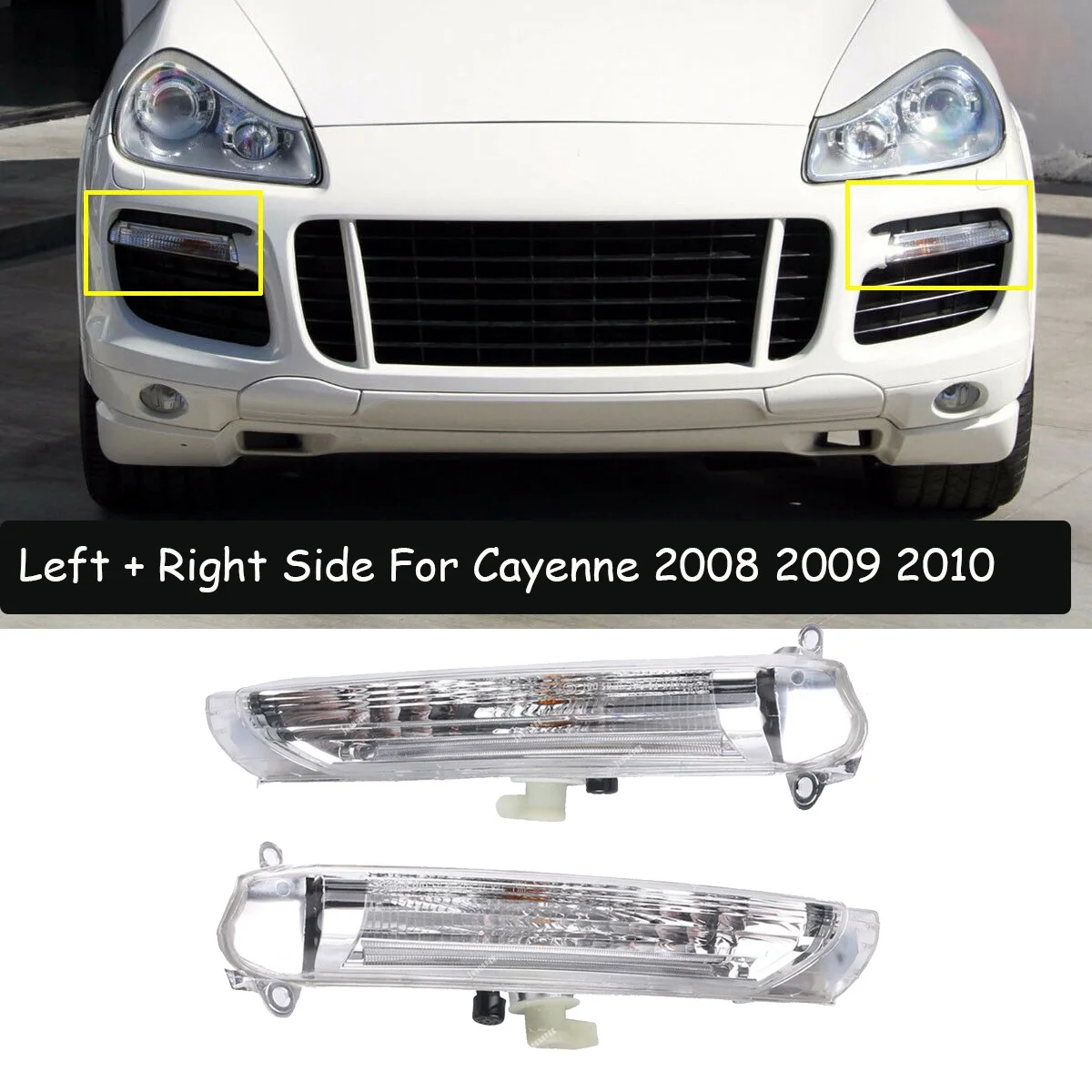 Luz de circulación diurna delantera para coche, Luz antiniebla DRL con lámpara indicadora de señal de giro para Porsche Cayenne 2008-2010