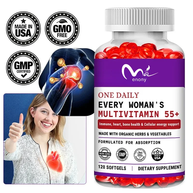 Women's Multivitamin, One Tablet Per Day for Women Aged 55+, Probiotic Fermentation + D3 + B Vitamins, Immunity, Heart, Joints