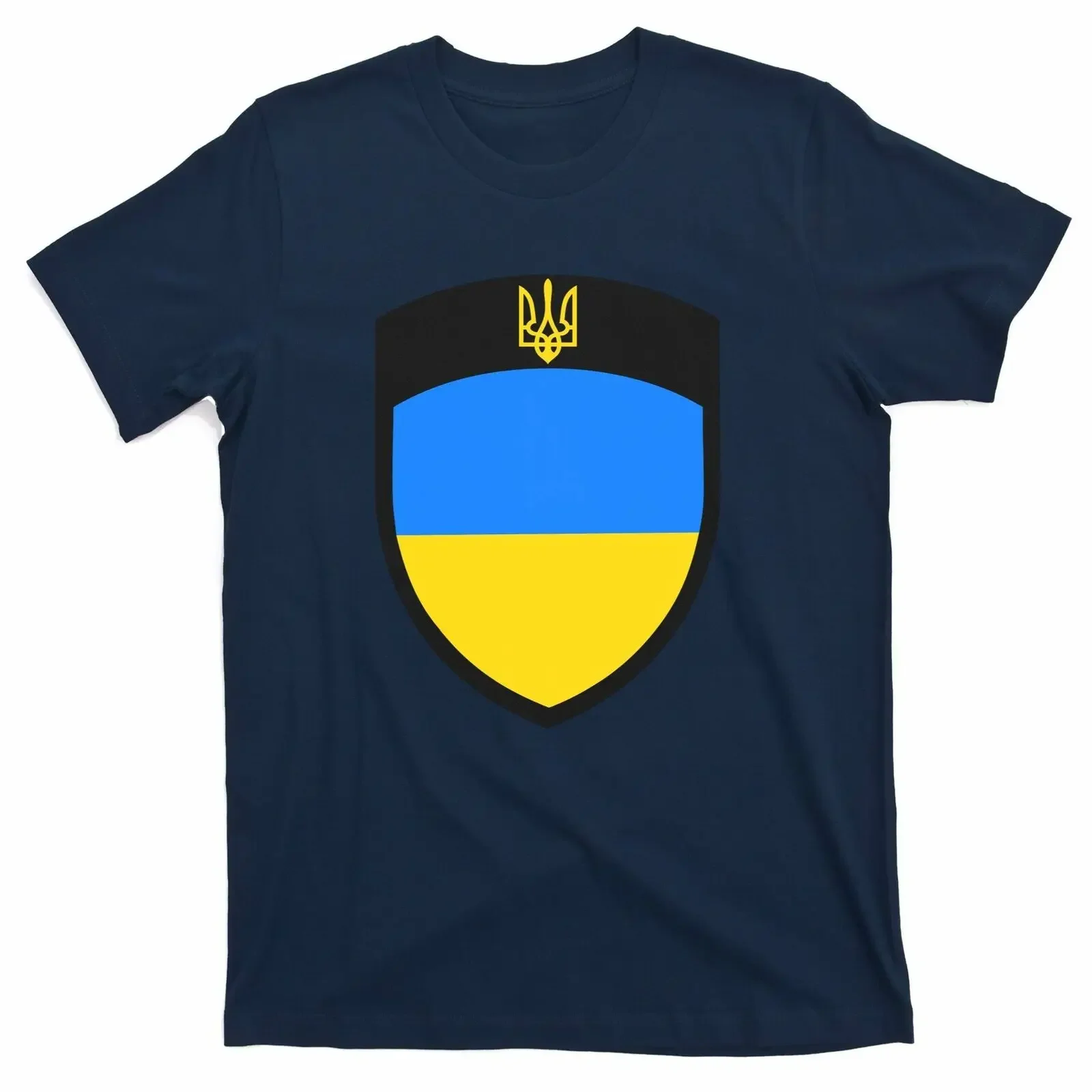 

Big Tactical Shield Volodymyr Ukrainian Trident T-Shirt Premium Cotton Short Sleeve O-Neck Mens T Shirt New S-3XL