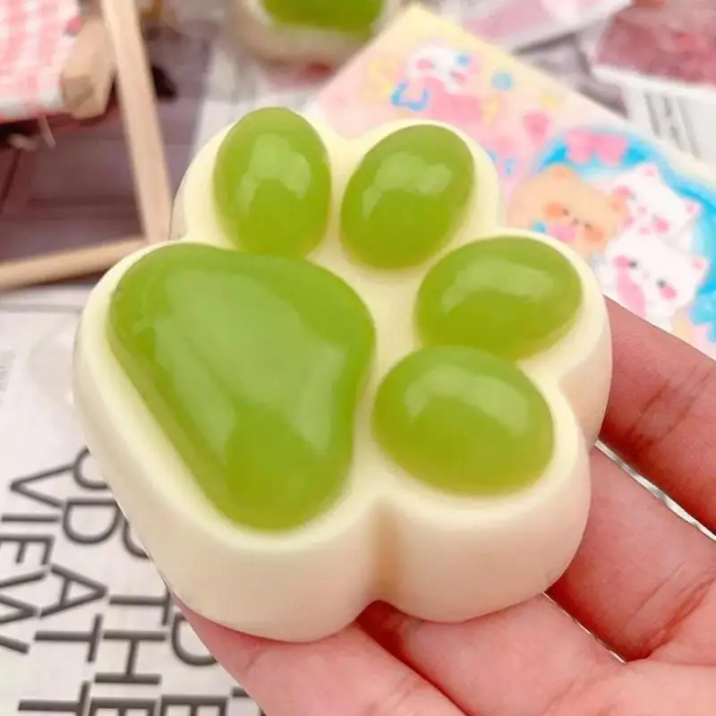 Dropshipping Fidg-et Toy Mini Squishy Toys Plush Soft Cat Paw Transparent Silicone Cube Stress Relief Squeeze Toy