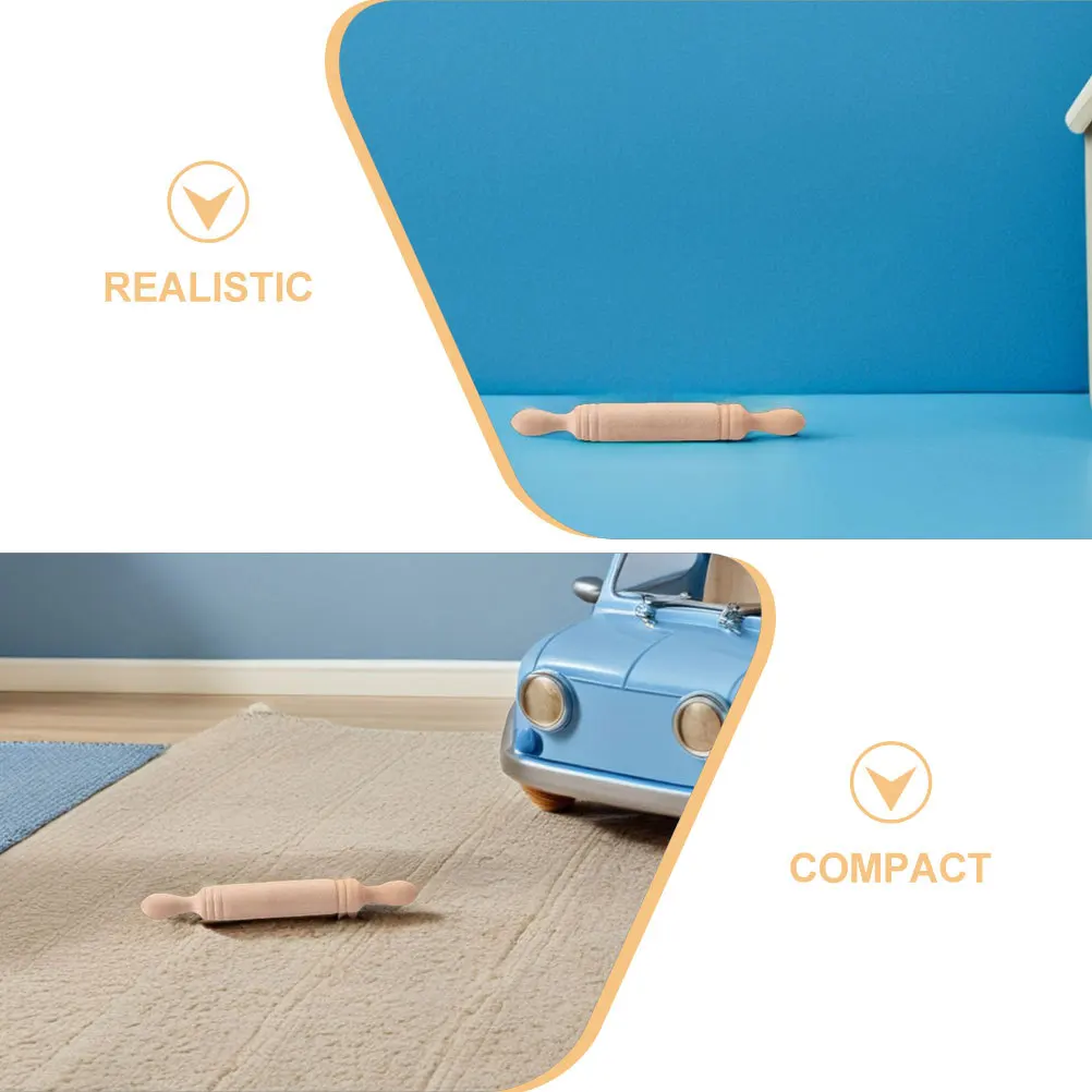 50 szt. Mini drewniane wałki do ciasta, wytrzymałe, gładka powierzchnia, mały rozmiar, idealne do dekoracji kuchni domku dla lalek, rękodzieła, mini drewniane wałki do ciasta