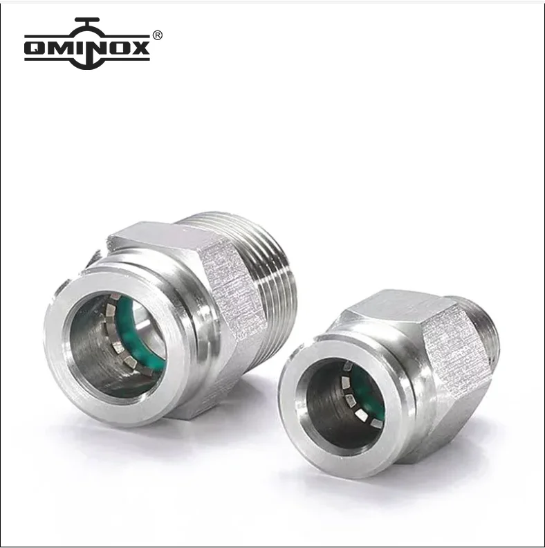 QMINOX SS304 Quick Connect Air Tube Fittings Straight Male Threaded PC Pneumatic 4/6/8/10/12mm Push In Hose Fittings