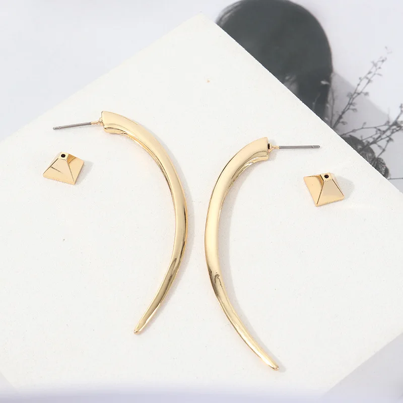 European and American Genius Designer Metal Ivory Earrings Personality New Style Fashion Simple Temperament Earrings