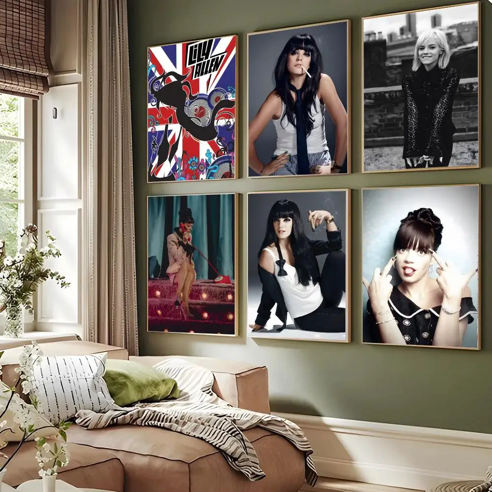 Lily Allen Singer Retro Pop Poster Waterproof Sticky Wall Art Print For Bedroom Living Room Hallway Bar Home Decor